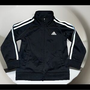 Adidas Jacket Boys Black & White Full Zip Track Jacket W/Pockets & W/Graphics 3T